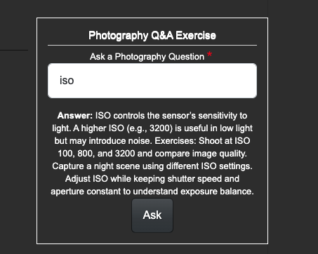 Question Answer Example exercise for photography boredom